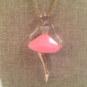 Pink Ballerina Dancer Necklace